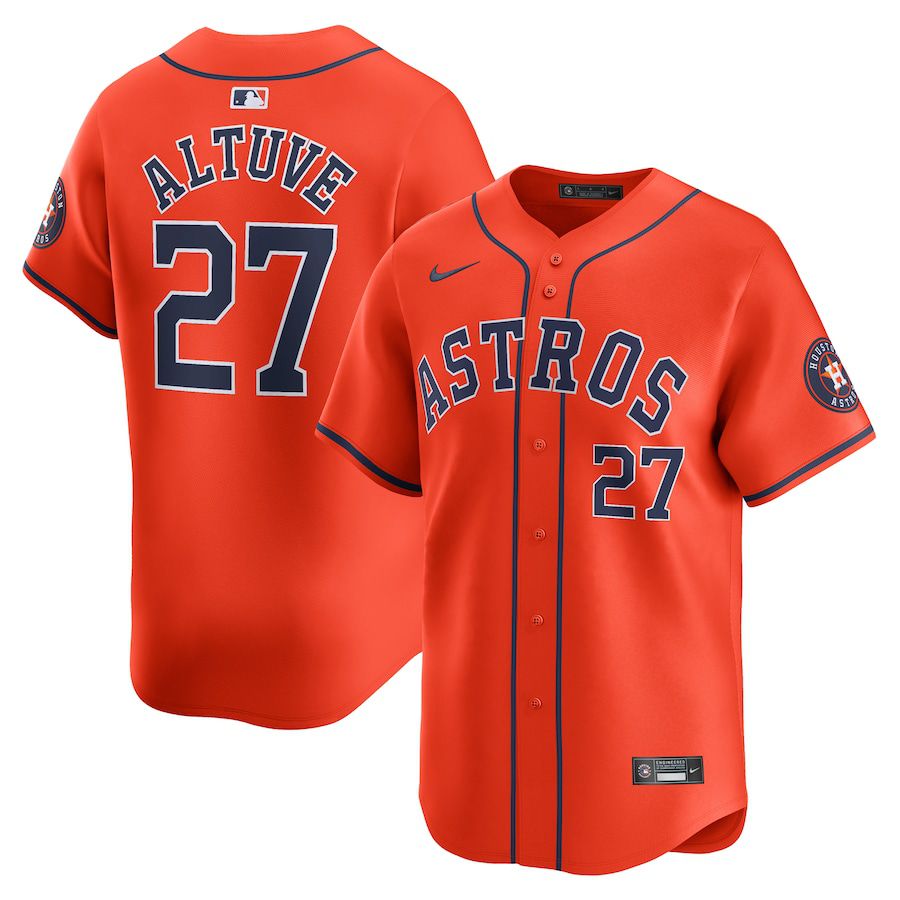 Men Houston Astros 27 Jose Altuve Nike Orange Alternate Limited Player MLB Jersey